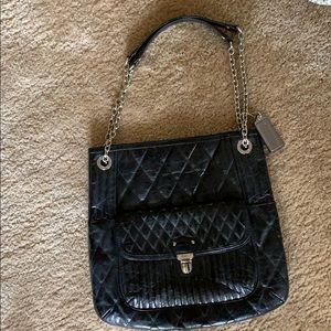 Coach black quilted chain purse